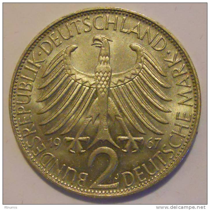 Allemagne Germany Deutschland 2 Mark 1967 J UNC ! - 2 Mark