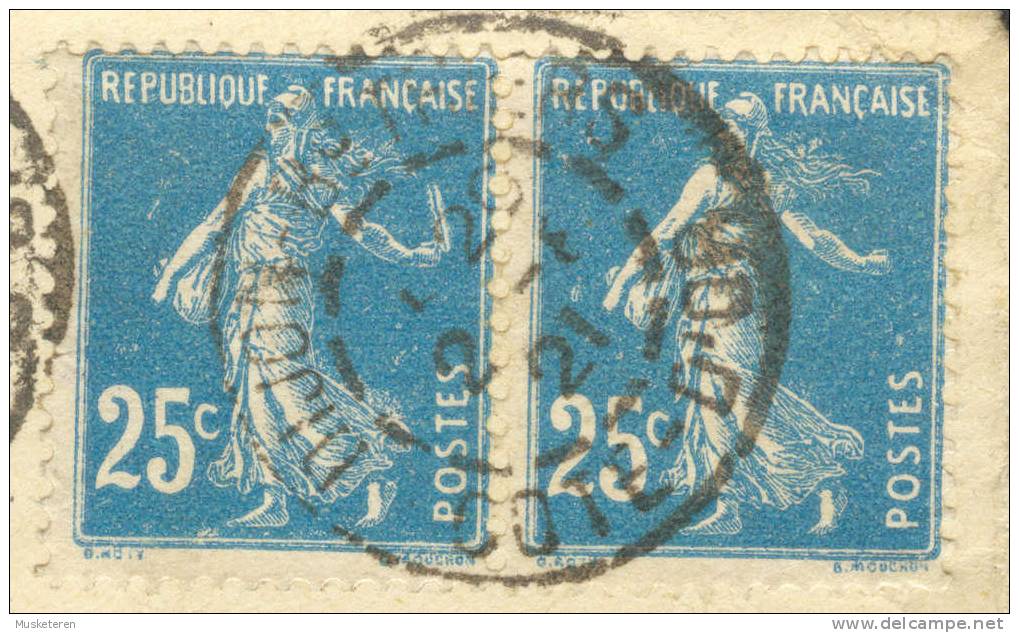 France Semeuse ERROR Variety : Sword In Right Hand, Left Stamp On DIJON Cote D´Or 1921 Cover To Allemagne !! - Cartas & Documentos