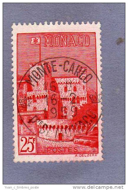 MONACO TIMBRE N° 397 OBLITERE VUE DU PALAIS 25F ROUGE - Usati