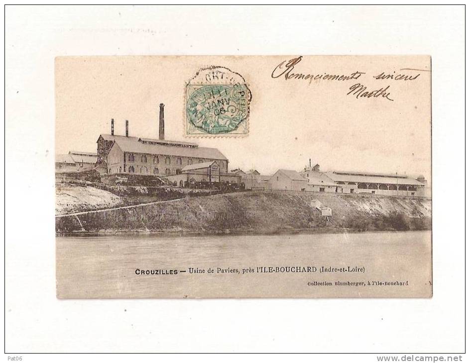 CPA CROUZILLES - L' Usine De  Paviers - Obl.1906 - Industrie
