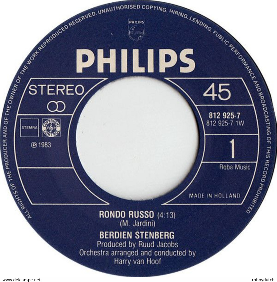 * 7" *  BERDIEN STENBERG - RONDO RUSSO (Holland 1983 Ex!!!) - Instrumental