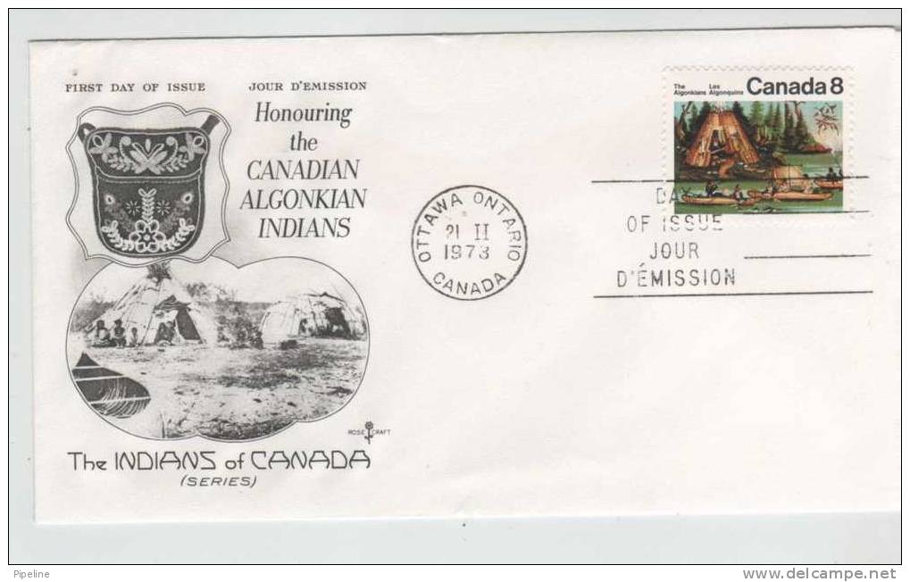 Canada FDC 21-2-1973 Honouring The Canadian Algonkian Indians With Cachet - 1971-1980