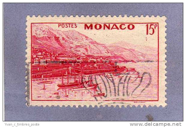 MONACO TIMBRE N° 262 OBLITERE RADE ET VUE DE MONTE CARLO 15F ROSE CARMINE - Used Stamps