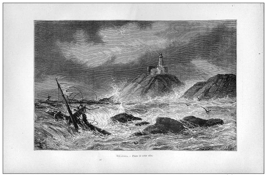 Gravure (Etching) De 1892 – 117 Ans D’âge ! – Angleterre - Swansea, Phare - - Ohne Zuordnung