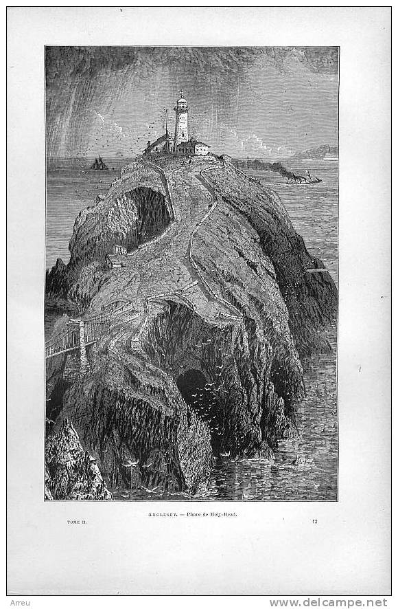 Gravure (Etching) De 1892 – 117 Ans D’âge ! – Angleterre - Englesey, Phare De Holy-Head - - Ohne Zuordnung