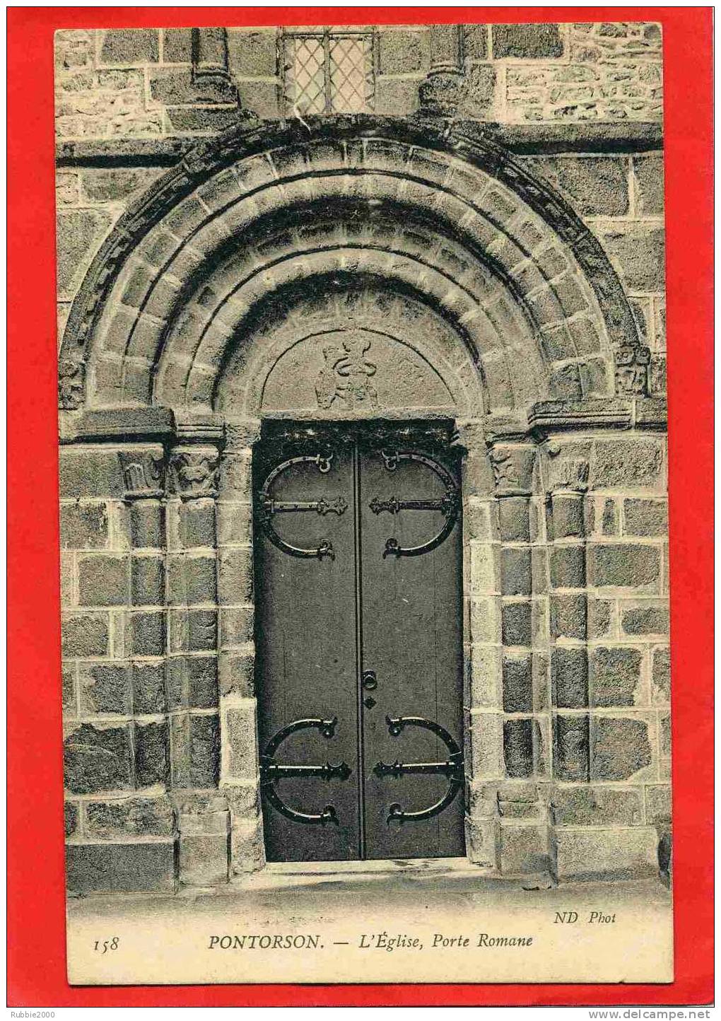 PONTORSON EGLISE PORTE ROMANE CARTE EN BON ETAT - Pontorson