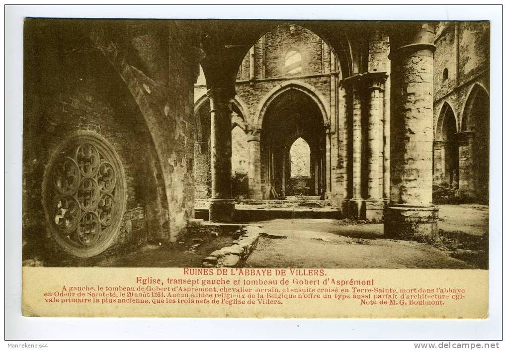 Villers - Ruines De L'Abbaye De Villers - Eglise, Transept Gauche Et Tombeau De Gobert D'Asprémont - Villers-la-Ville