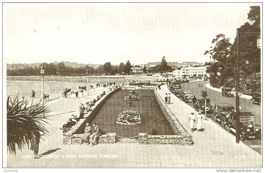 Britain United Kingdom - Promenade & Sunk Gardens, Torquay 1920s Real Photo Postcard [P645] - Torquay