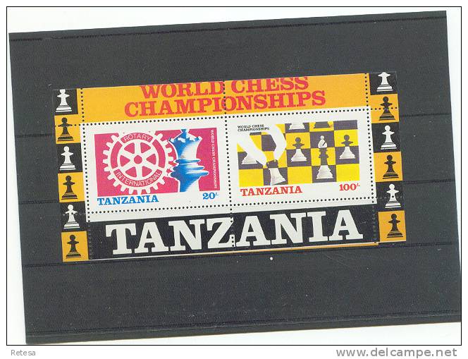 TANZANIA SCHAKEN MISDRUK BOVEN EN ONDER MIS GESNEDEN  1986 ** - Oddities On Stamps