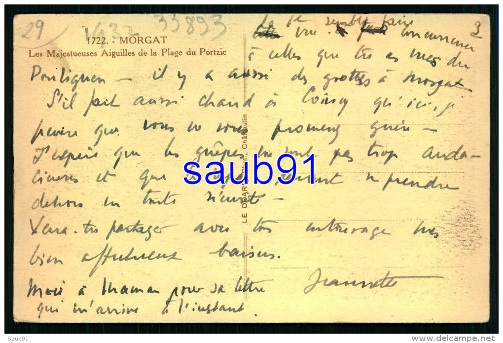 Lot De 2 CPA - Morgat -La Grève Du Portzic- CAP,Strasbourg--N°67 - Circulé - Majestueuses Aiguilles De La Plage-Réf:3997 - Morgat