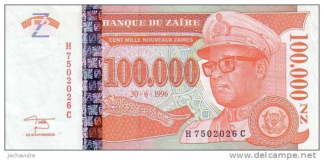 ZAÏRE   100 000 Nouveaux Zaïres   Daté Du 30-06-1996   Pick 76     ***** BILLET  NEUF ***** - Zaïre