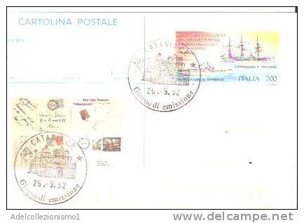 34587)cartolina Cent. Servizio Postale A Bordo Delle Navi Della MM Con 700£  + Annullo Da Catania A Città Il 26-9-1992 - Acireale