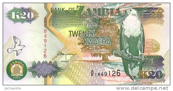 ZAMBIE  20 Kwacha   Emission De 1992   Pick 36b     ***** BILLET  NEUF ***** - Zambie