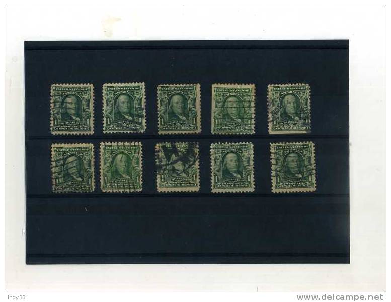- USA . ENSEMBLE DE TIMBRES 1 CENT VERT 1902 - Used Stamps