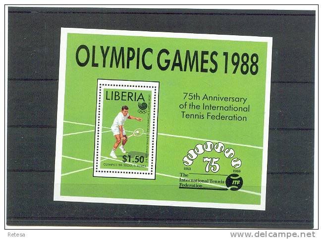 LIBERIA  BLOK TENNIS OL. SPELEN SEOUL  1988 ** - Tennis