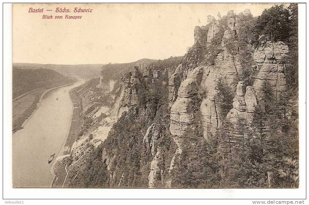 BASTEI   -   * BLICK VOM KANAPPE *   -   Verlag : A. HUGO  ENGLER Aus Dresden   Nr :08  2400 - Bastei (sächs. Schweiz)