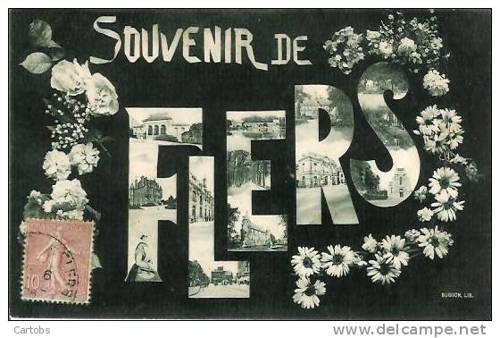 14 Souvenir De FLERS Cartes Sur Carte Multivues - Autres & Non Classés