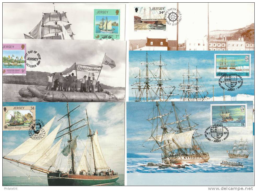 12 CARTES MAXIMUM  JERSEY   BATEAUX,VOILIERS - Enveloppes