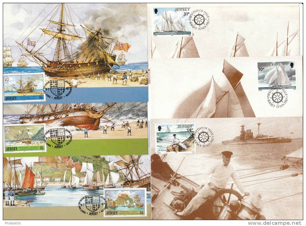 12 CARTES MAXIMUM  JERSEY   BATEAUX,VOILIERS - Enveloppes