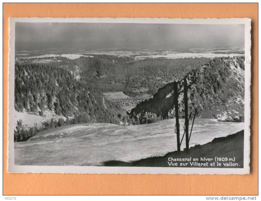 H433 Chasseral En Hiver, Vue Sur Villeret Et Le Vallon, Skis, Neige.Cachet Militaire Ecole Recrues Inf. Division 2.SG - Villeret