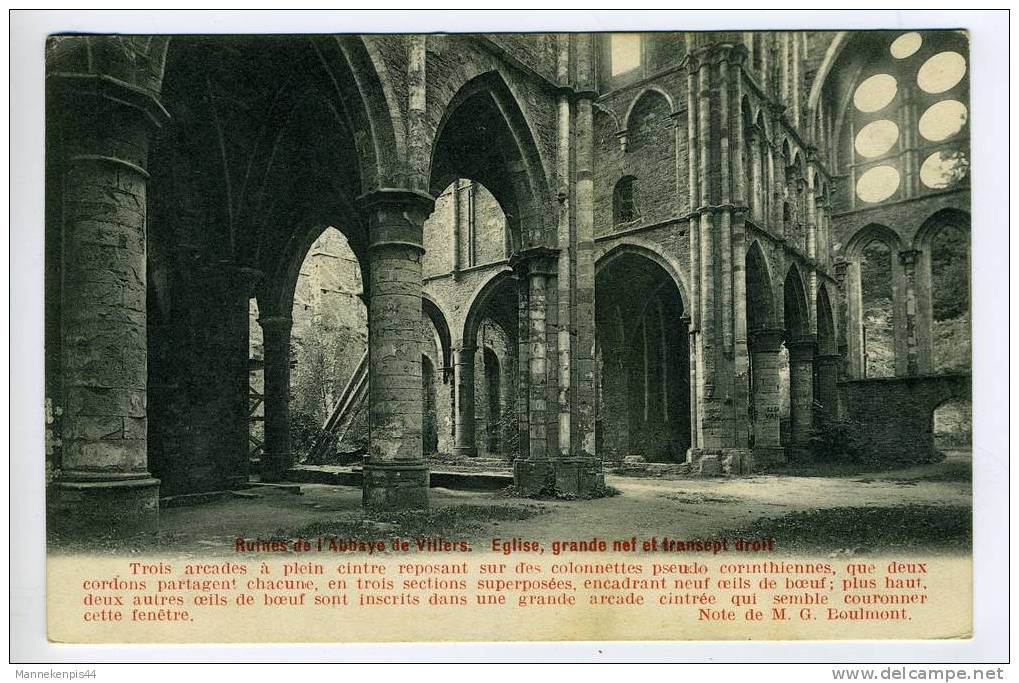 Villers - Ruines De L'Abbaye De Villers - Eglise, Grande Nef Et Transept Droit - Villers-la-Ville