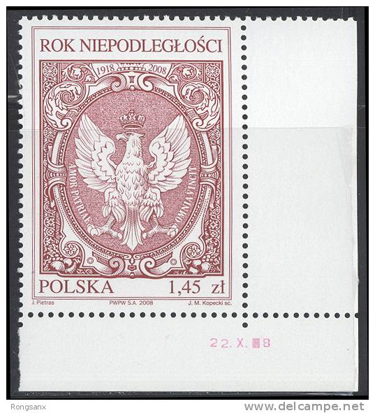 2008 POLAND INDEPEDENCE YEAR 1V - Ongebruikt