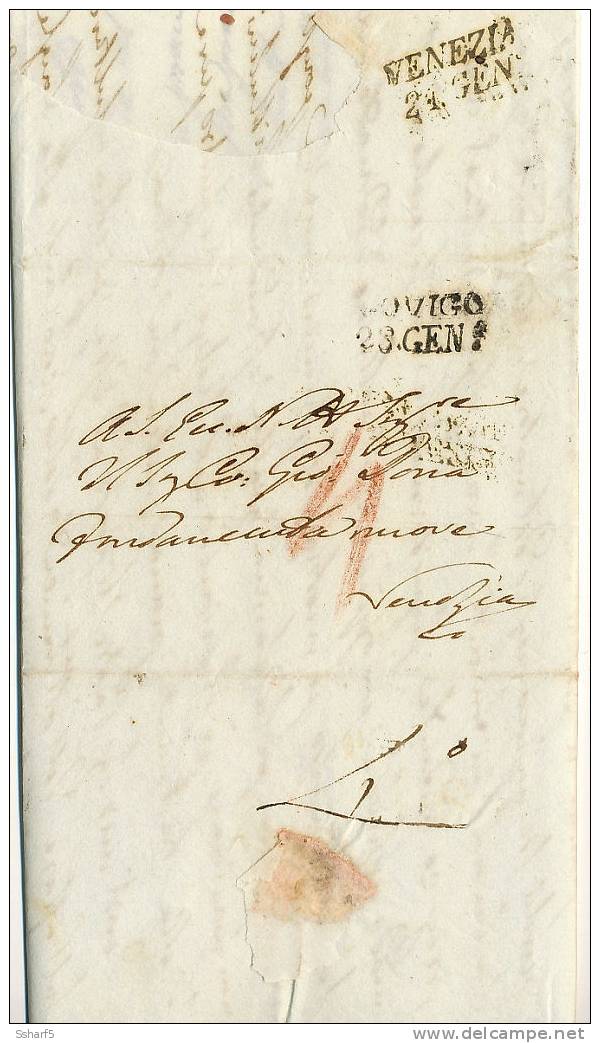 ROVIGO [nero] => VENEZIA 23 GEN  [nero] 1833 - 1. ...-1850 Vorphilatelie