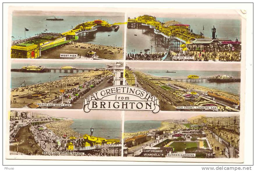 UK171  BRIGHTON : Greetings From ( 6-picture Postcard) - Brighton