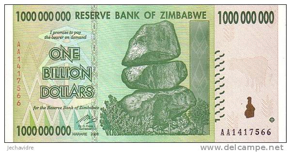 ZIMBABWE  1 Billion Dollars  Emission De 2008     ***** BILLET  NEUF ***** - Zimbabwe