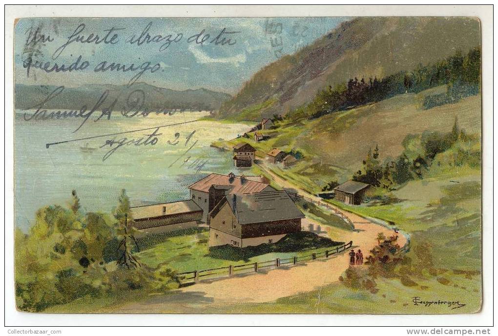 Artist Signed Huggenberger Vintage Ca1900 POSTCARD - Resort Lake Woods Cabin Painting - Otros & Sin Clasificación