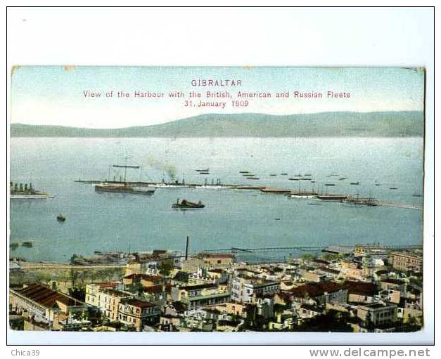 009121  -  GIBRALTAR  -  View Of The Harbour With The British, American And Russian Fleets 31/01/1909 - Gibraltar