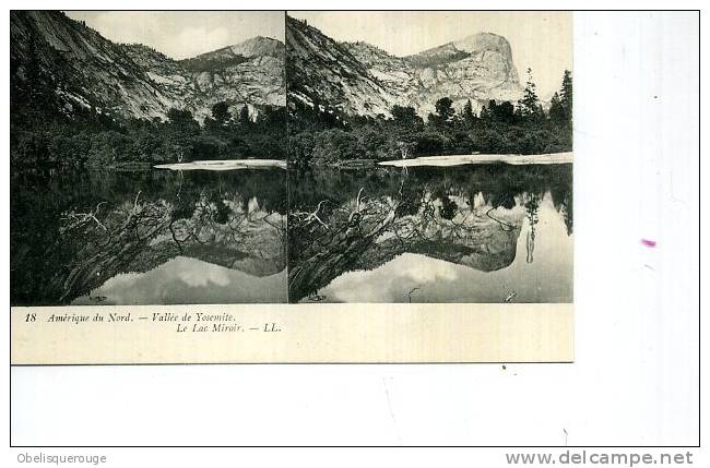 SERIE AMERIQUE DU NORD VALLEE YOSEMITE LE LAC MIROIR CARTE STEREO 1905 TOP N ° 18 - Yosemite