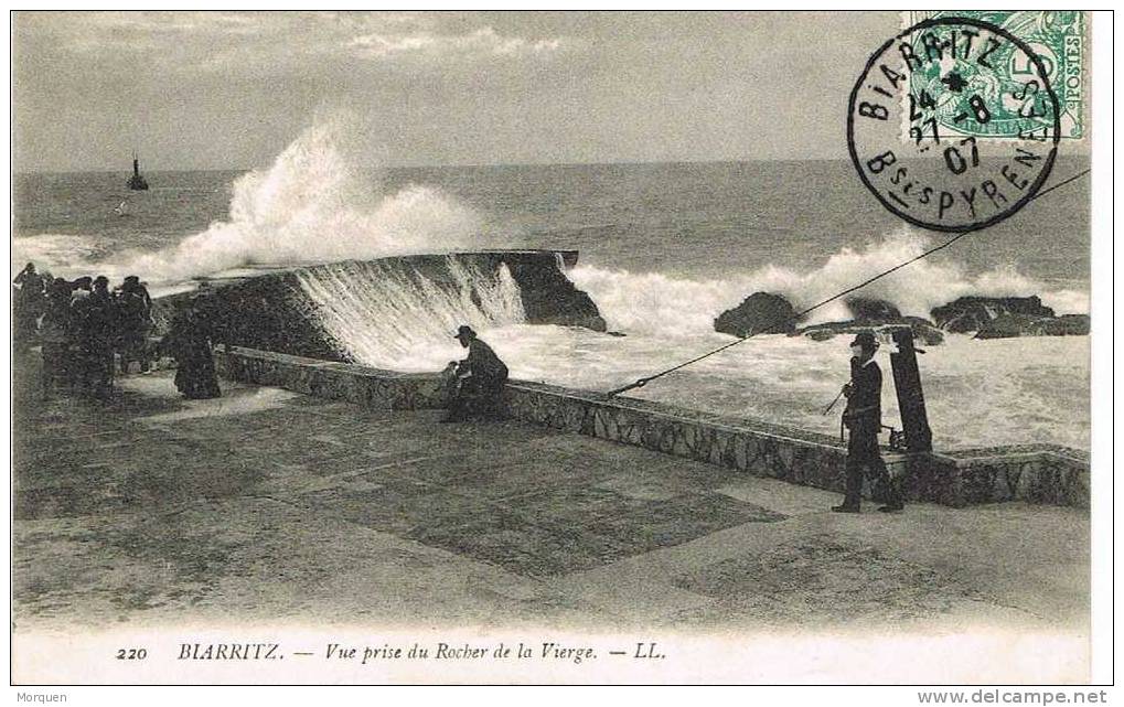 Postal BIARRITZ (Bas. Pyrenées) 1907.  Rocher De La Vierge - Biarritz