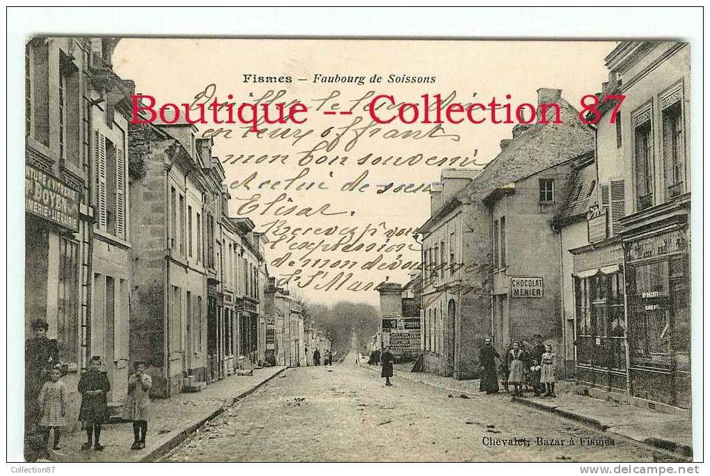 51 - FISMES - FAUBOURG De SOISSONS - VISUEL RARE - DOS VISIBLE - Fismes