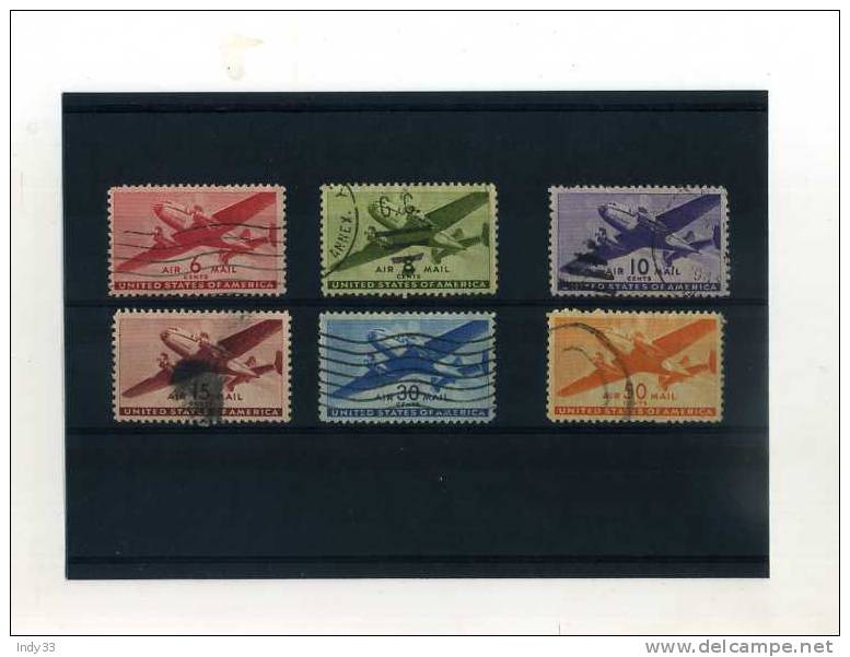 - USA . ENSEMBLE DE TIMBRES POSTE AERIENNE 1941 . - 2a. 1941-1960 Usati