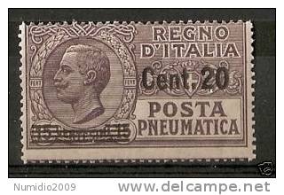 1924-25 REGNO POSTA PNEUMATICA 20 SU 15 C MNH ** - Correo Neumático