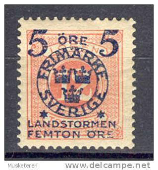 Sweden 1916 Mi. 101  5 Ö + 15 Ö Auf 12 Ö Für Den Landsturm (II) €45,- MH - Neufs