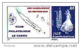 Nouvelle Caledonie Timbre Poste Personnalise Cagou Ramon Oiseau Bleu Prive Cagousiens France Neuf Avec Support 2009 Unc - Other & Unclassified