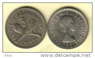 NEW ZEALAND 3 PENCE MAORI ARTEFACT FRONT QEII HEAD BACK 1957 READ DESCRIPTION CAREFULLY !!! - New Zealand