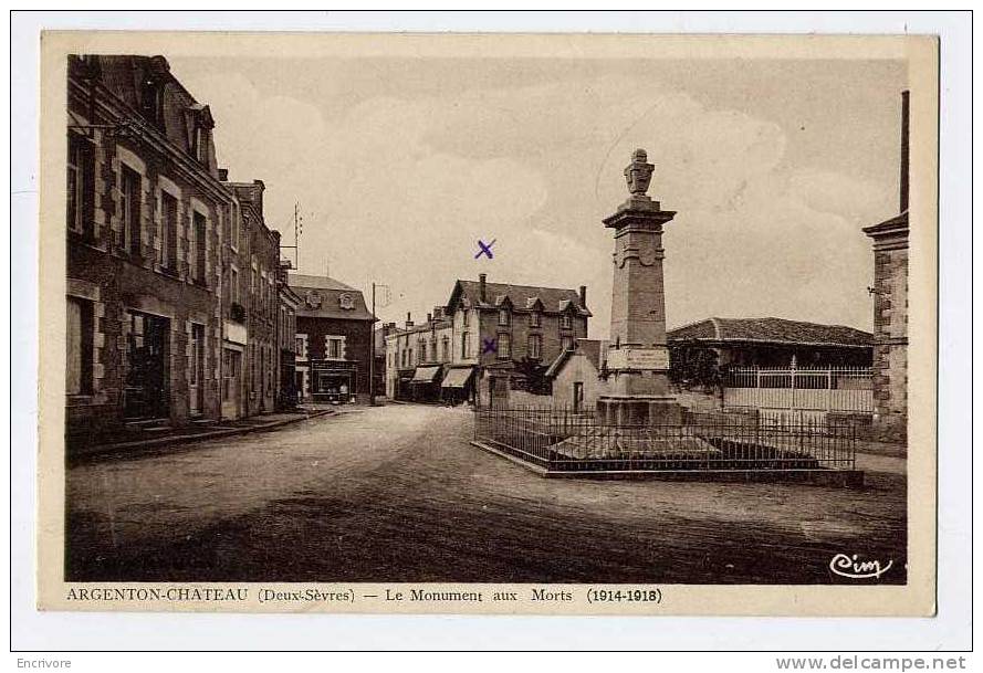 Cpa ARGENTON CHATEAU Monument Aux Morts - Bijouterie - Cim - Argenton Chateau