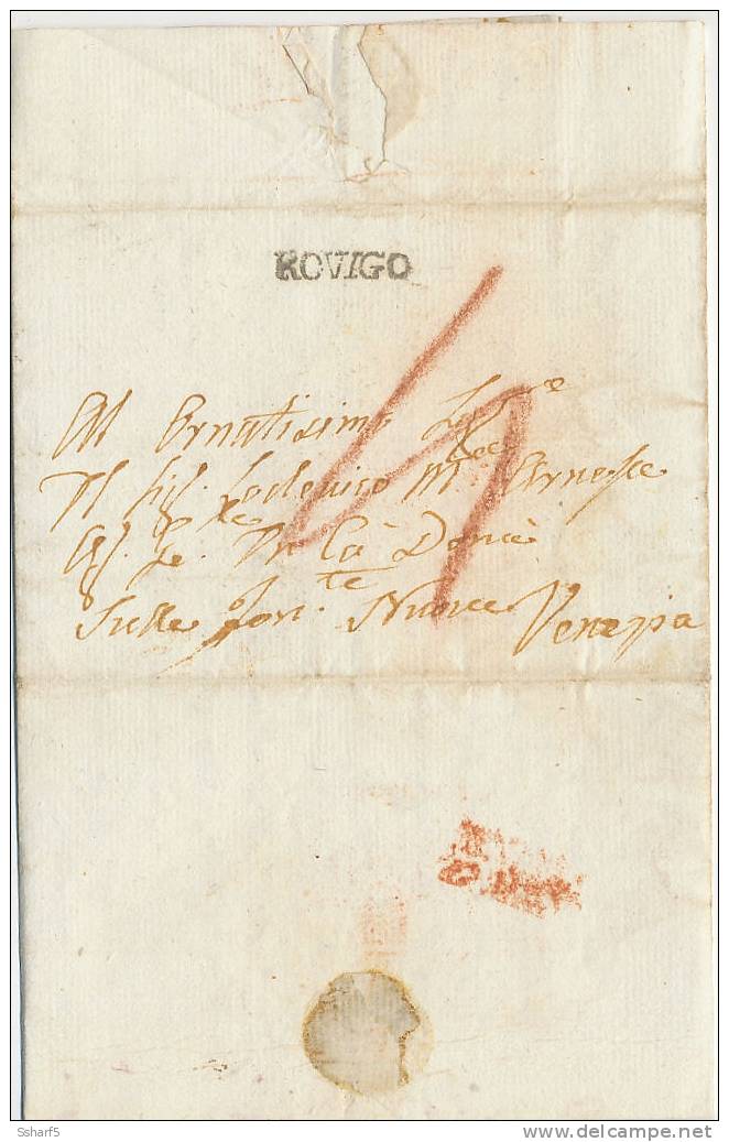 ROVIGO [nero]  =>  VENEZIA [rosso] 1824 - 1. ...-1850 Vorphilatelie