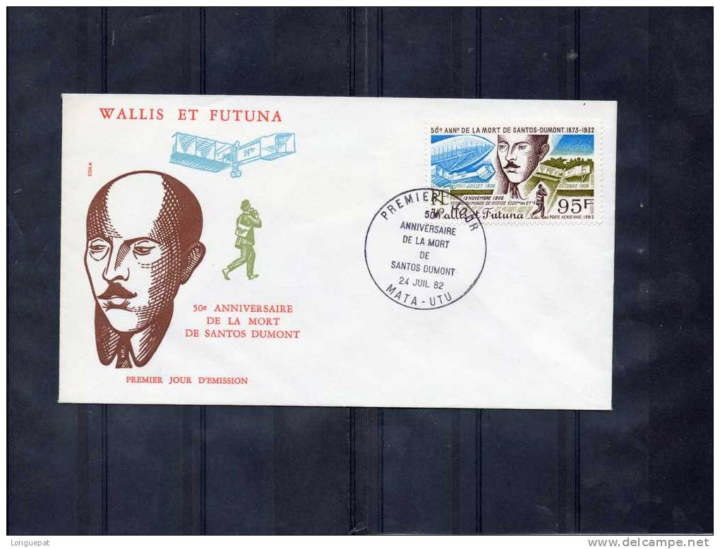 WALLIS Et FUTUNA : 50ème Anniversaire De La Mort De SANTOS DUMONT -Portrait, Avion, Zepelin - FDC