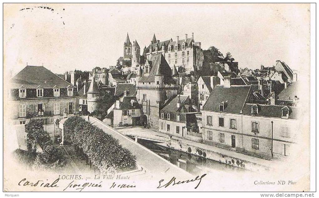 Postal LOCHES ( Indre Et Loire) 1904.a Fointenebleau - 1900-29 Blanc