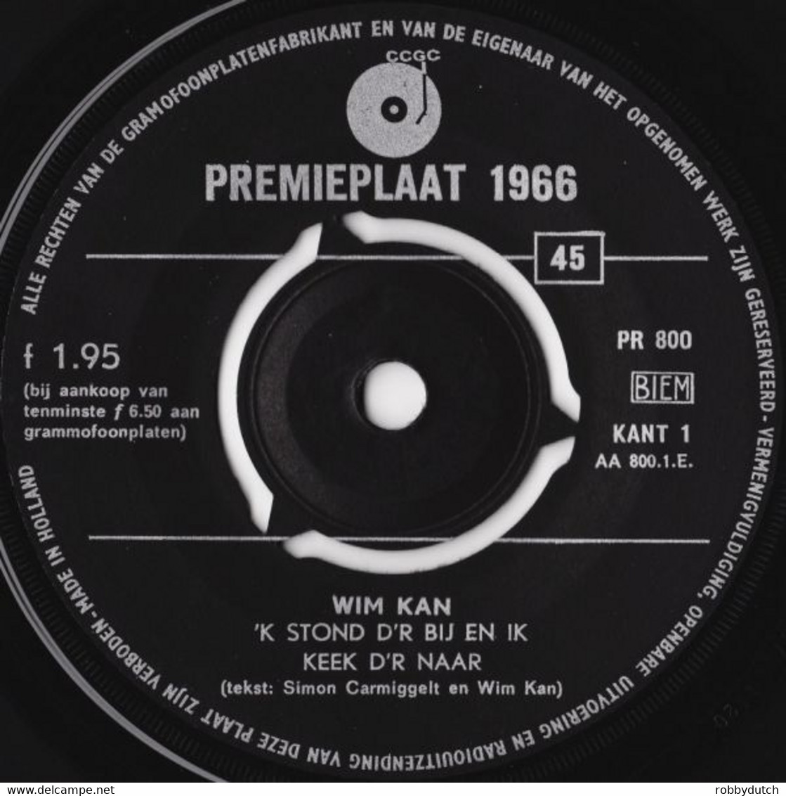 * 7" *  WIM KAN - 'K STOND D'R BIJ EN IK KEEK D'R NAAR (Premieplaat 1966 Ex-!!!) - Humor, Cabaret