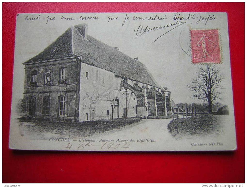 CPA-1904-27-EURE- CONCHES-L'HOPITAL ANCIENNE ABBAYE DES BENEDICTINS -3 PHOTOS DE LA CARTE - Conches-en-Ouche