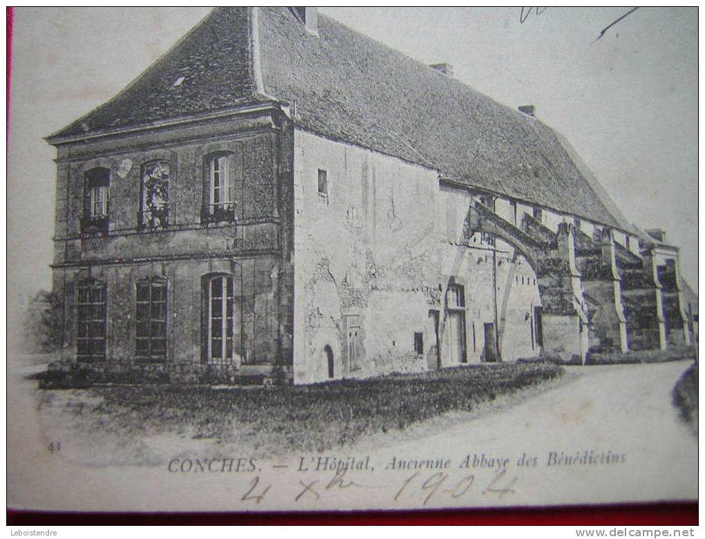 CPA-1904-27-EURE- CONCHES-L'HOPITAL ANCIENNE ABBAYE DES BENEDICTINS -3 PHOTOS DE LA CARTE - Conches-en-Ouche