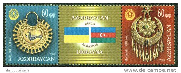 AZERBAIJAN - AZERBAIDJAN : 18-09-2008 (**) : Set 2v + Label : Early Adornments "Joint With Ukraine" - Azerbaïjan