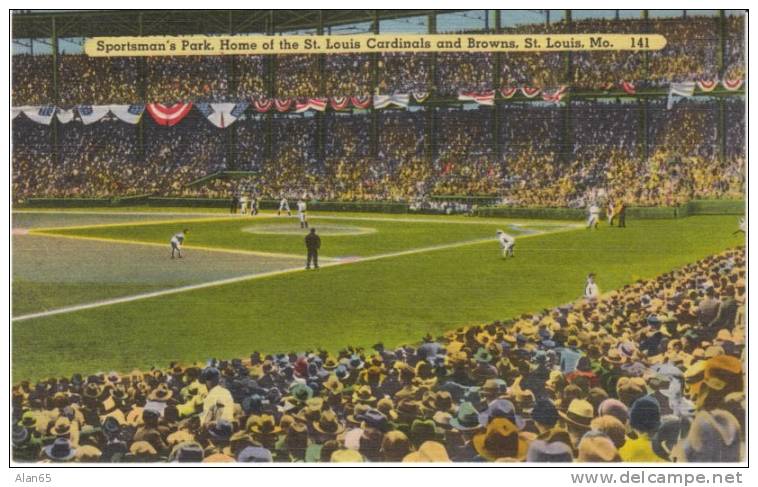 Sportsman Park, Baseball Stadium St. Louis Cardinals And Browns, St. Louis Missouri, C1940s/50s Vintage Linen Postcard - Baseball