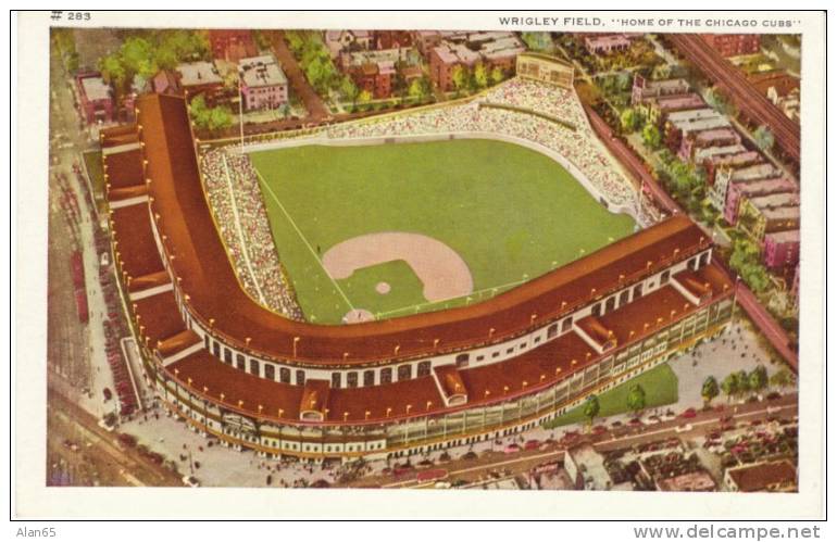 Wrigley Field, Baseball Stadium, Chicago Cubs, Chicago Illinois, C1940s Vintage Postcard - Baseball