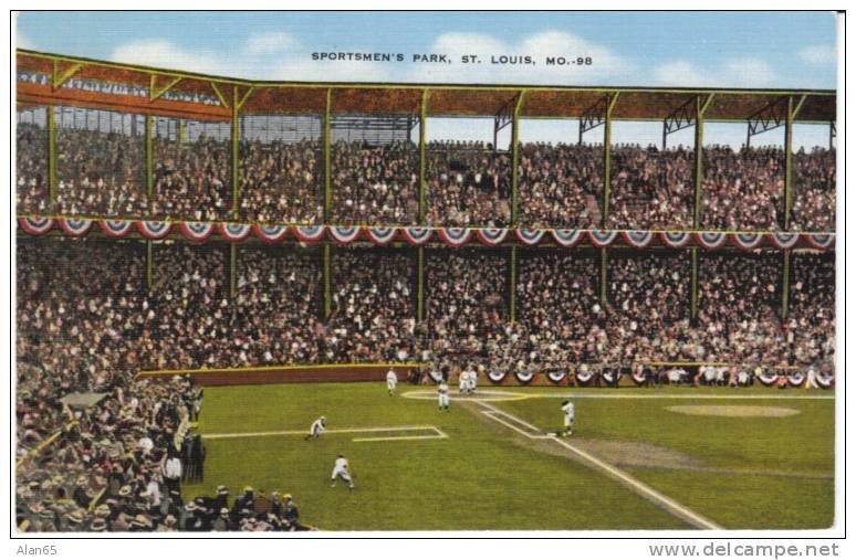 Sportsman Park, Baseball Stadium, St. Louis Cardinals & St. Louis Browns, C1940s Vintage Linen Postcard - Baseball